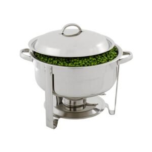 Rechaud redondo em aço inoxidável polido de 3,7 litros