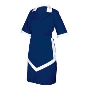 Conjunto de limpeza feminina de 3 peças – azul marinho e branco – tamanho pequeno