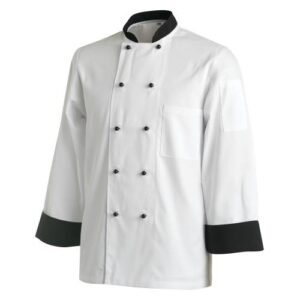 Jaqueta de uniforme de chef contrastante longa – tamanho XXG