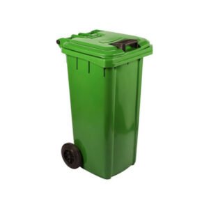 Lixeira móvel de 240 litros (verde) para resíduos orgânicos.