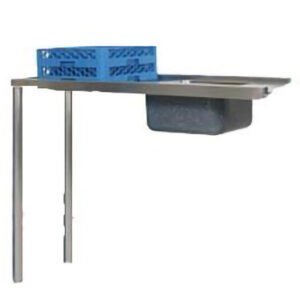 Mesa de entrada + pia 1150mm com borda quadrada, incluindo proteção contra respingos.