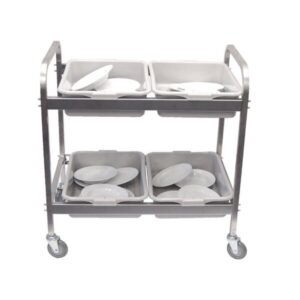Carrinho para lavar louça – aço inoxidável com 4 caixas organizadoras – 870 x 545 x 930 mm