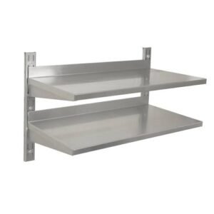 Prateleira de parede dupla em aço inoxidável – 1200 x 300 mm
