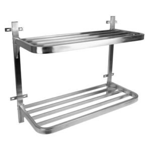 Suporte para panelas em aço inoxidável – montagem dupla na parede – 900 x 400 x 760 mm